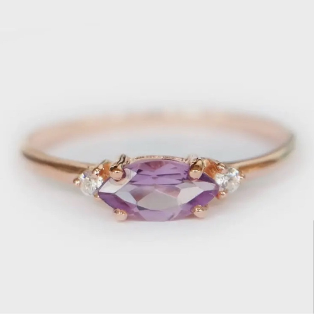 Delicate Rose Gold Zircon Ring